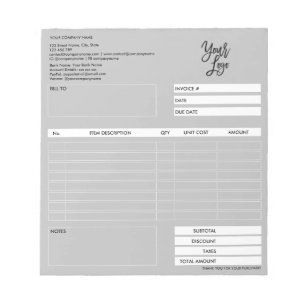 Invoice Form Business Quotation Add Logo Notepad