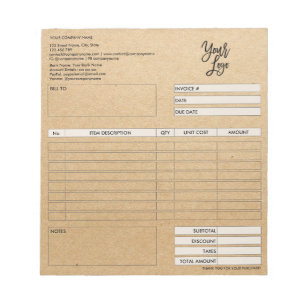 Invoice Form Business Quotation Add Logo Notepad