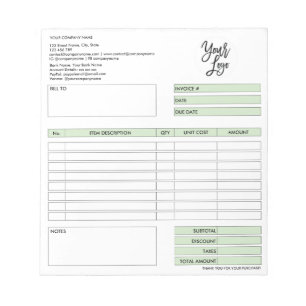 Invoice Form Business Quotation Add Logo Notepad
