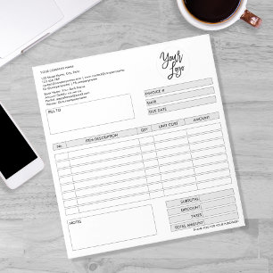 Invoice Form Business Quotation Add Logo Notepad
