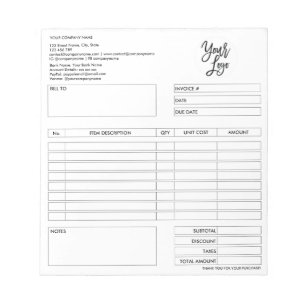 Invoice Form Business Quotation Add Logo Notepad