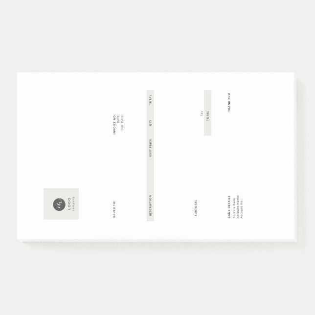 invoice  post-it notes (Front)