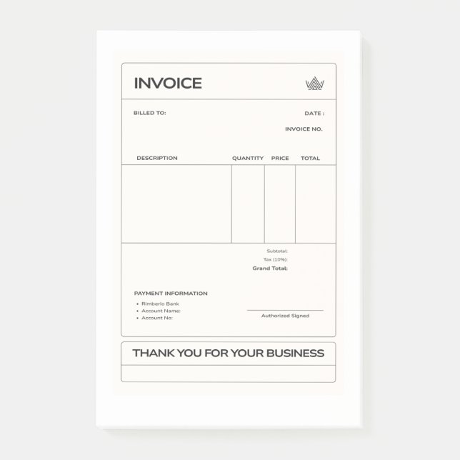 invoice post-it notes (Front)