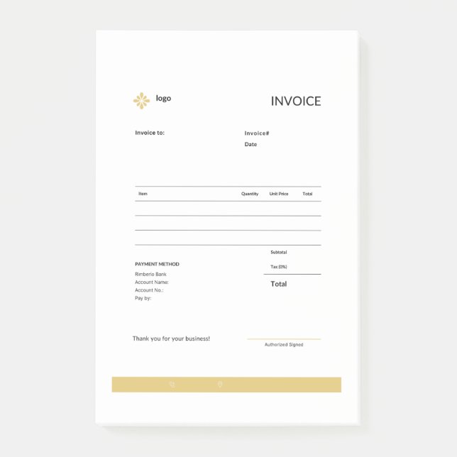 invoice  post-it notes (Front)