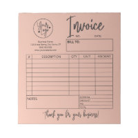 Invoice Sales Receipt Business Logo Blush Pink