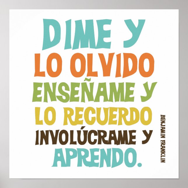 Involve Me Inspirational Quote Poster (Front)