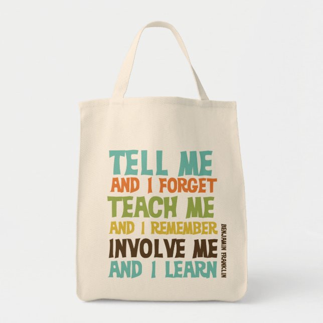 Involve Me Inspirational Quote Tote Bag (Front)