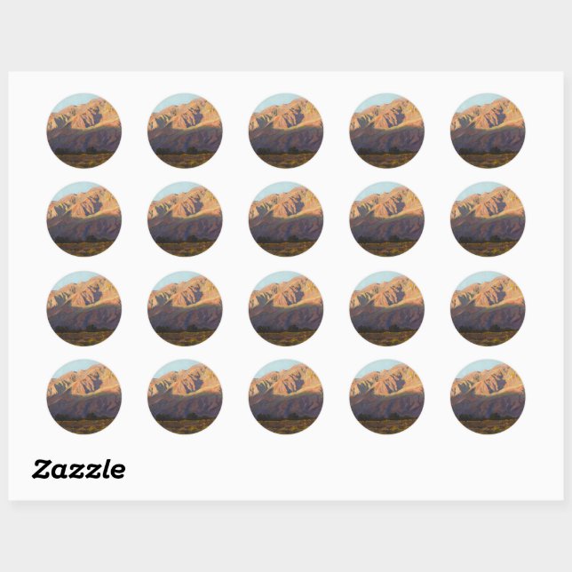Inyo Range at Sunset, Lone Pine by Maynard Dixon Classic Round Sticker (Sheet)
