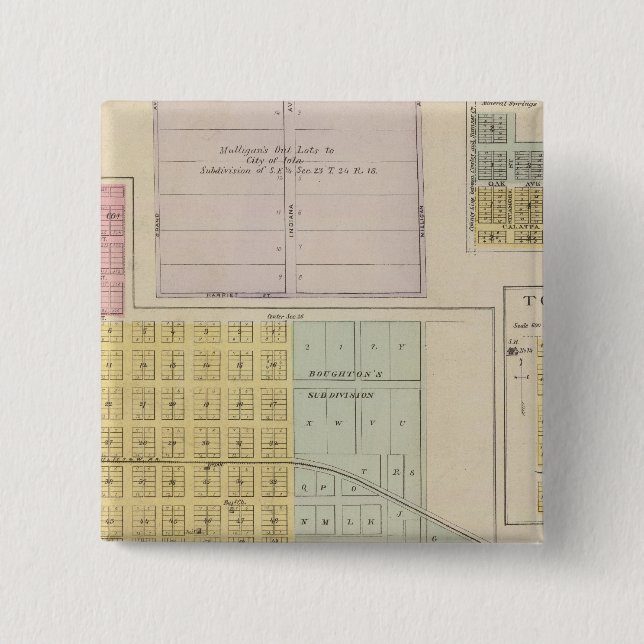 Iola, Torrance, and Kellogg, Kansas 15 Cm Square Badge (Front)