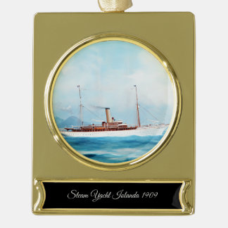 Iolanda Steam Yacht 1909 Gold Plated Banner Ornament