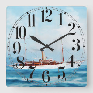 Iolanda Steam Yacht 1909 Square Wall Clock