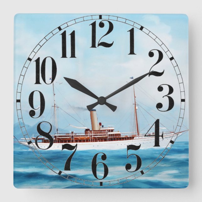 Iolanda Steam Yacht 1909 Square Wall Clock (Front)