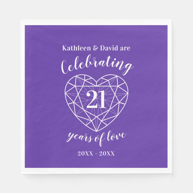 Iolite wedding anniversary 21 years of love napkin (Front)