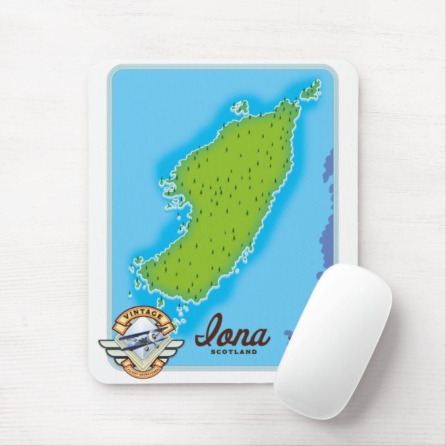 Iona scotland map mouse mat (With Mouse)