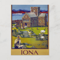 Iona Scotland Vintage Travel Poster Restored