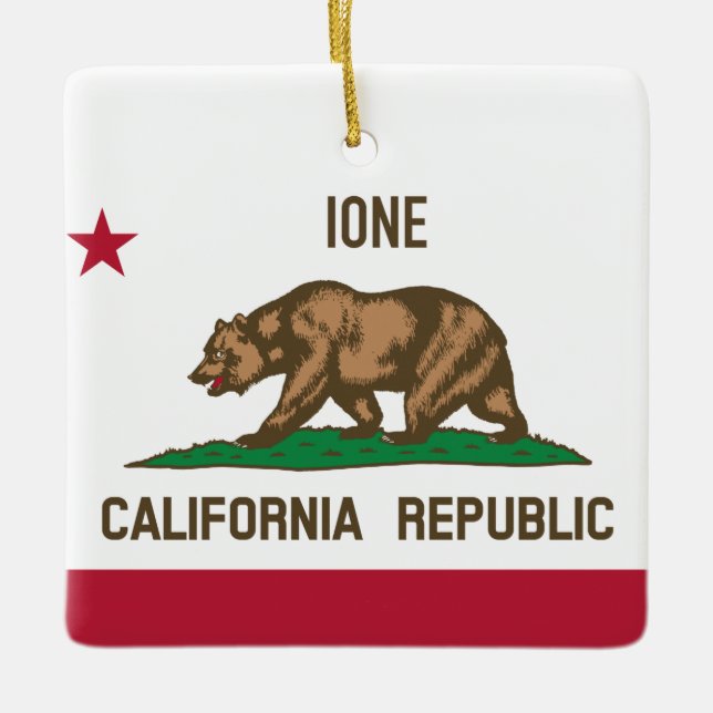 Ione CA Flag Ceramic Ornament (Front)