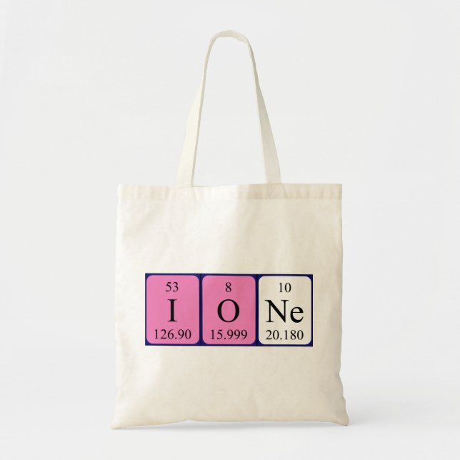 Ione periodic table name tote bag (Front)