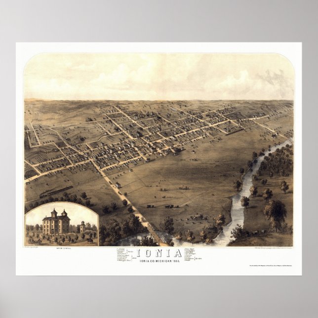 Ionia, MI Panoramic Map - 1868 Poster (Front)