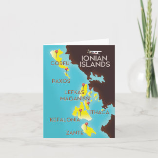 Ionian Islands map poster. Holiday Card