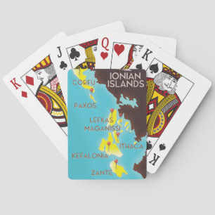 Ionian Islands map poster. Playing Cards
