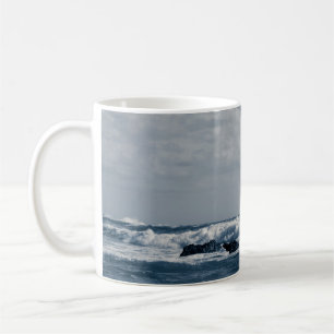 Ionian sea agitated with foamy waves that collide  coffee mug