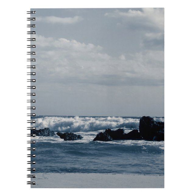 Ionian sea agitated with foamy waves that collide  notebook (Front)