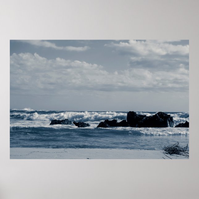 Ionian sea agitated with foamy waves that collide  poster (Front)