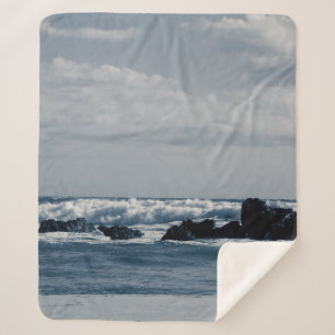 Ionian sea agitated with foamy waves that collide sherpa blanket