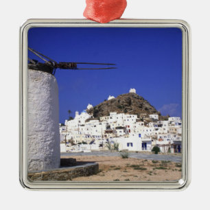 Ios, Greece. The beautful and crisp, white and Metal Tree Decoration