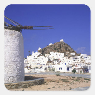 Ios, Greece. The beautful and crisp, white and Square Sticker