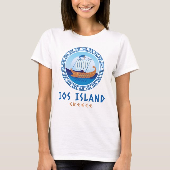 IOS Island, Greece Greek Ship Design Women's T-Shirt (Front)