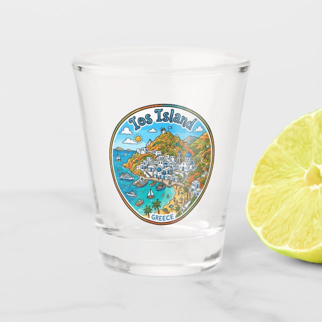 Ios Island Greece Shot Glass (Front)