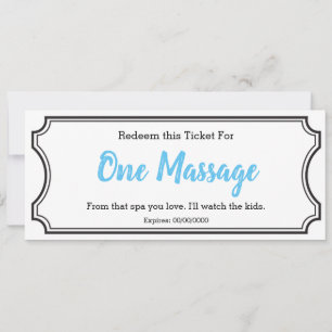 IOU Love Gift Ticket One Massage editable sky blue