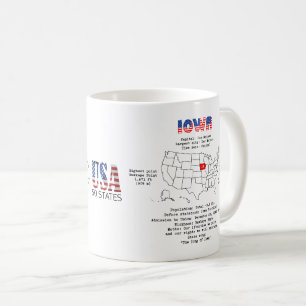 Iowa American state on a map and useful info Coffee Mug