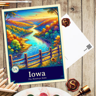 Iowa   Anime Style Cel Shaded Postcard