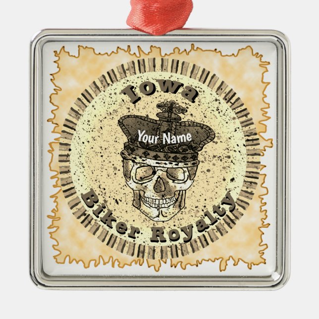 Iowa Biker  Metal Tree Decoration (Front)