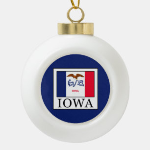 Iowa Ceramic Ball Christmas Ornament