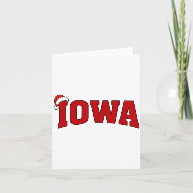 Iowa Christmas Santa Hat Retro Throwback Souvenir  Card (Front)