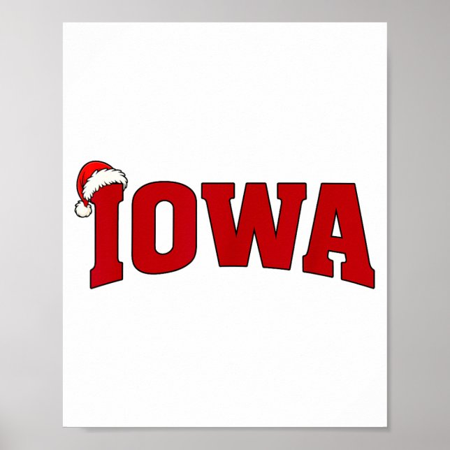 Iowa Christmas Santa Hat Retro Throwback Souvenir  Poster (Front)