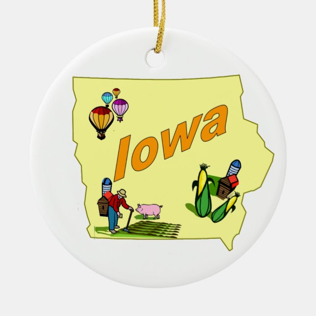 Iowa Christmas Tree Ornament (Front)