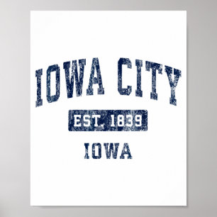 Iowa City Iowa Ia Vintage Established Sports Desig Poster