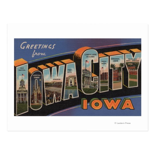 Iowa City, Iowa - Large Letter Scenes Postcard
