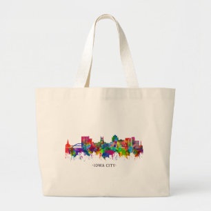 Iowa City Iowa Skyline Large Tote Bag