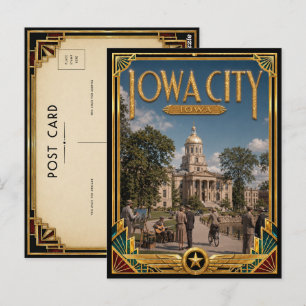 Iowa City Iowa Vintage Art Deco Golden Age Postcard