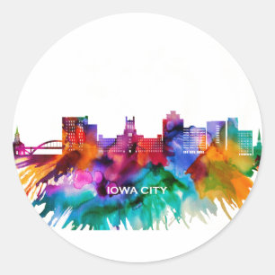 Iowa City Skyline Classic Round Sticker
