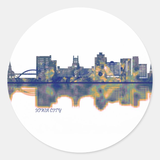 Iowa City Skyline Classic Round Sticker (Front)