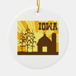 Iowa Corn Farm Ceramic Tree Decoration
