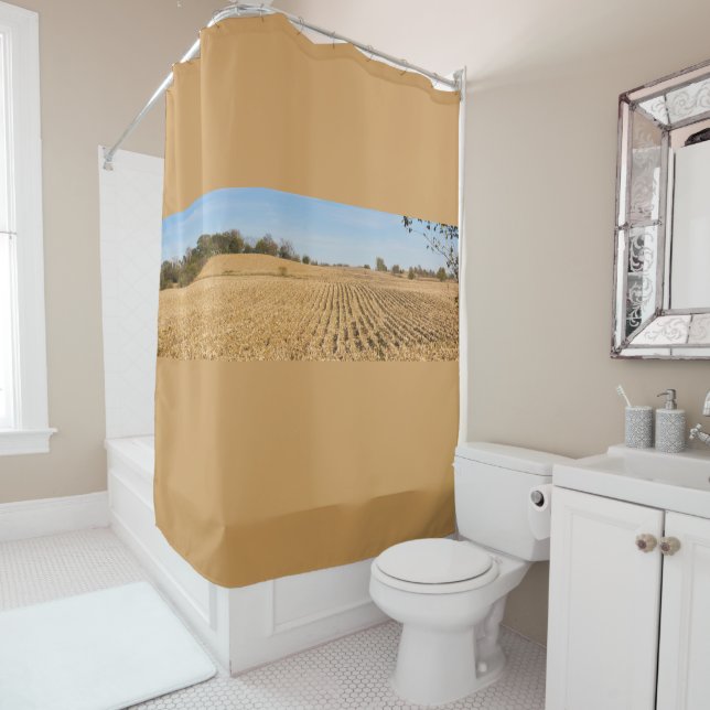Iowa Cornfield Panorama Photo Shower Curtain (In Situ)