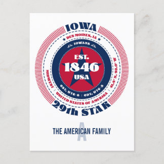 Iowa, Des Moines, IA, Patriotic, Monogram Postcard