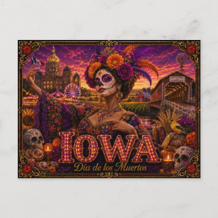 Iowa Día de los Muertos Retro Postcard
